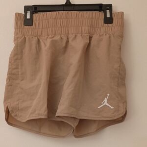 Jordan Girl's Tan Performance Athletic Shorts with White Jumpman